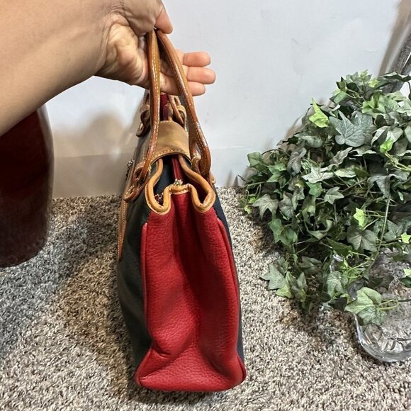 La Tour Eiffel 1887 Leather Color block Satchel Handbag red blue green brown - Picture 4 of 13